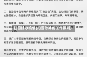 扫雪除冰疫情(扫雪除冰的工作原则)